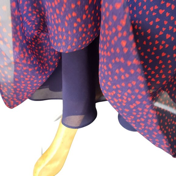 Christian Dior Silk Navy Blue Red Mini Heart Print Midi Skirt Pop Heart AW 2021 - Picture 10 of 16